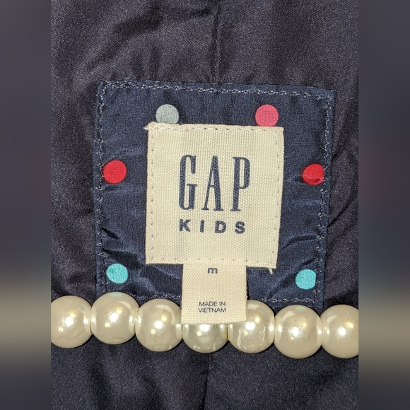 GAP Girls Size M(8-9) Navy Puffer Vest with Faux Fur Trimmed Hood - Picture 4 of 5